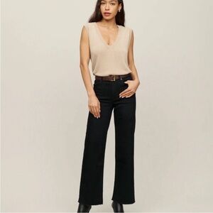 REFORMATION Stretch Flood Jeans - Black